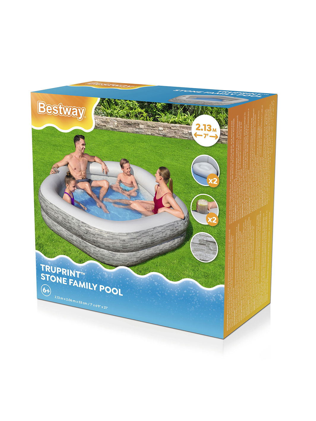 Alberca Inflable Familiar Bestway TruPrint Stone 2.13 m x 2.06 m