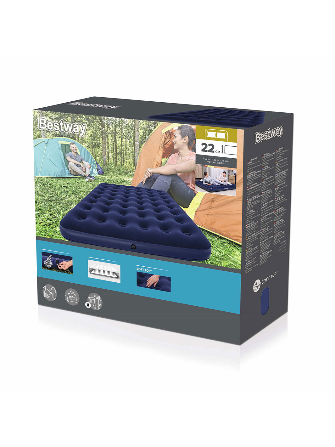 Colchón Inflable Bestway Queen 2.03 m x 1.52 m x 22 cm