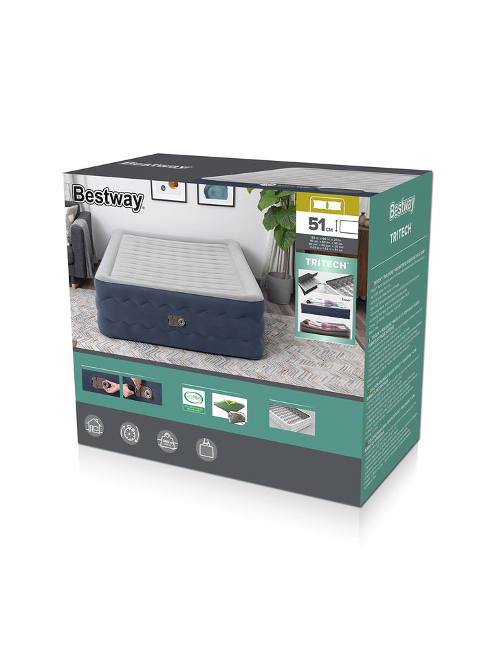 Colchón Inflable Queen Bestway Tritech con Bomba Eléctrica 2.03 m