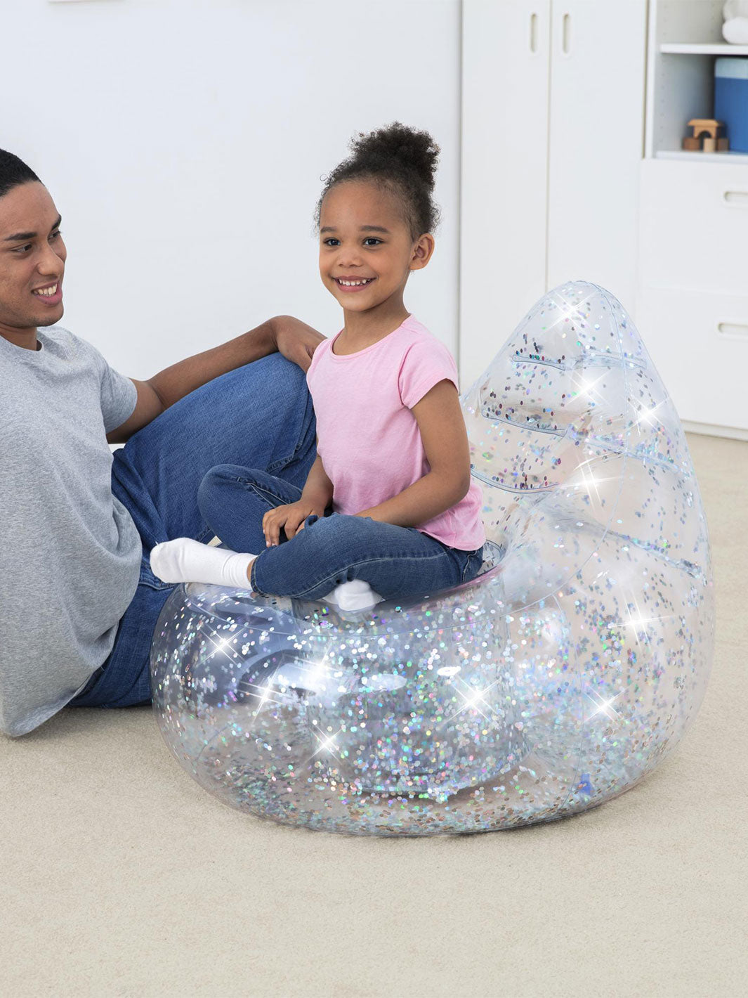 Sillón Inflable Bestway Glitter Dream 72 cm con Brillos Plateados