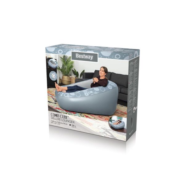 Sillon inflable individual color plata 1.52m x 1.27m x 76cm